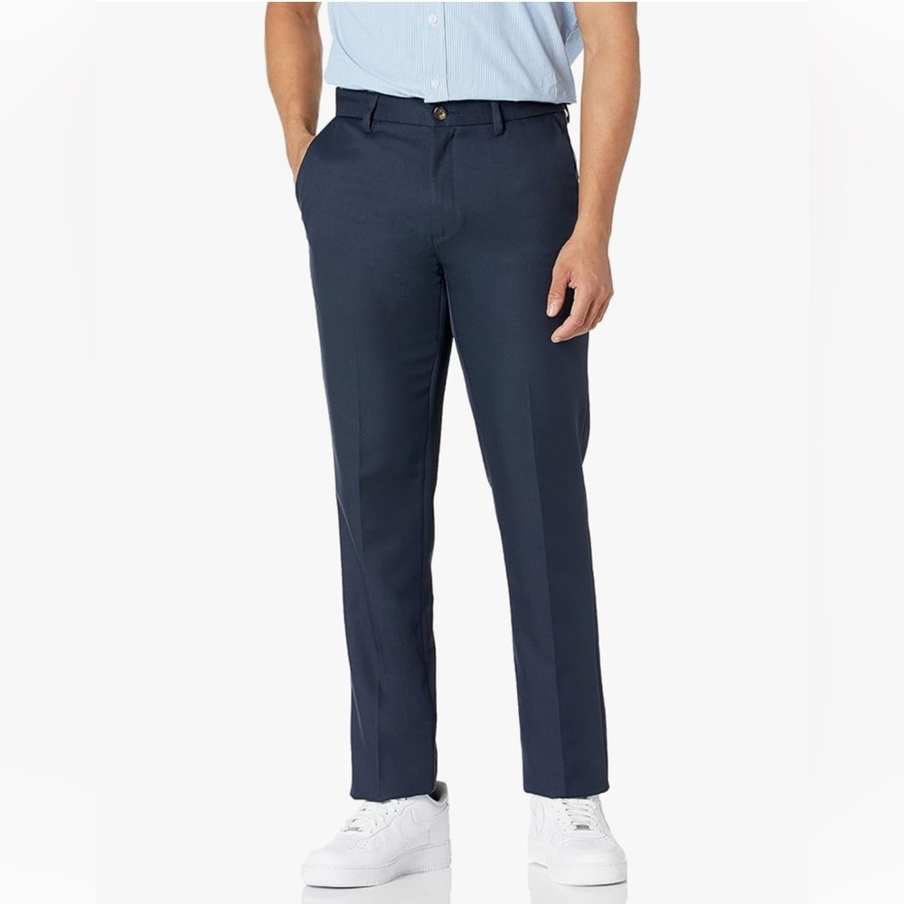 NWT Amazon Essentials Men's Dark Blue Slim Dress Pants. 34x31